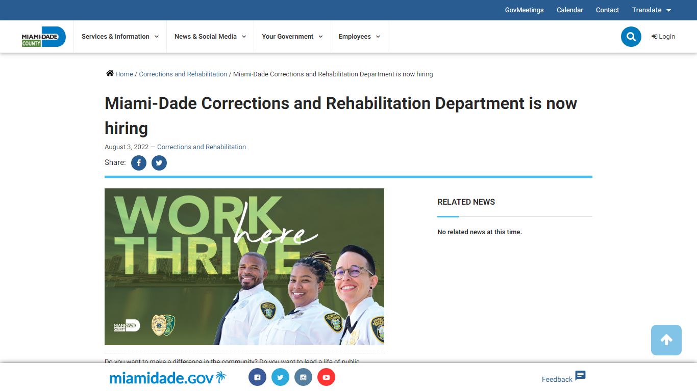 Miami-Dade Corrections and Rehabilitation Department is now hiring