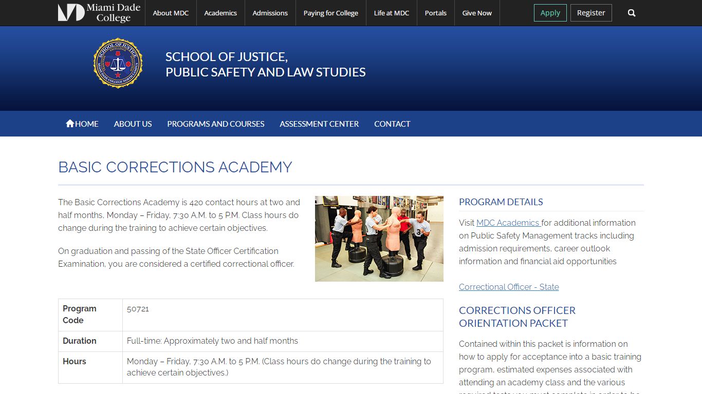 Basic Corrections Academy | Public Safety Management - Miami Dade College